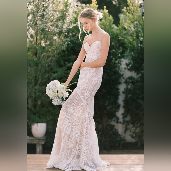 COPY - Stone Cold Fox Market Gown Bride Bridal Wedding Small Medium Slip Lace - Picture 3 of 16